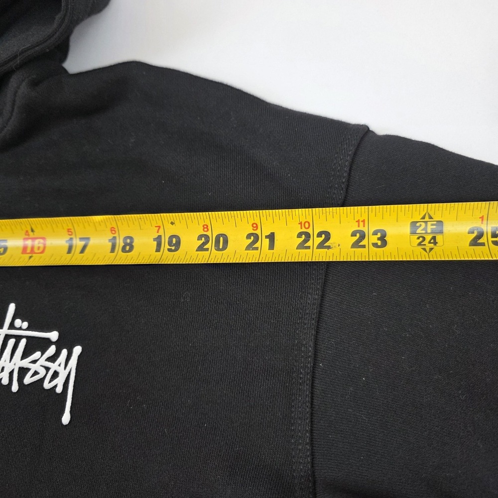 Stussy Hoodie Mens Large Black Full Zip Logo Back Graphic Fleece Sweatshirt - Picture 10 of 16